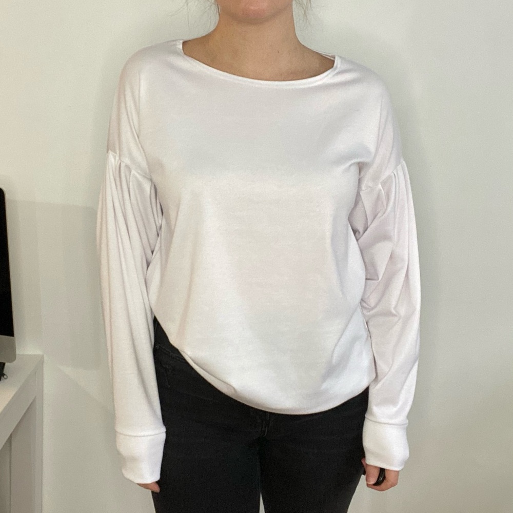 White Bubble Sleeve Shirt